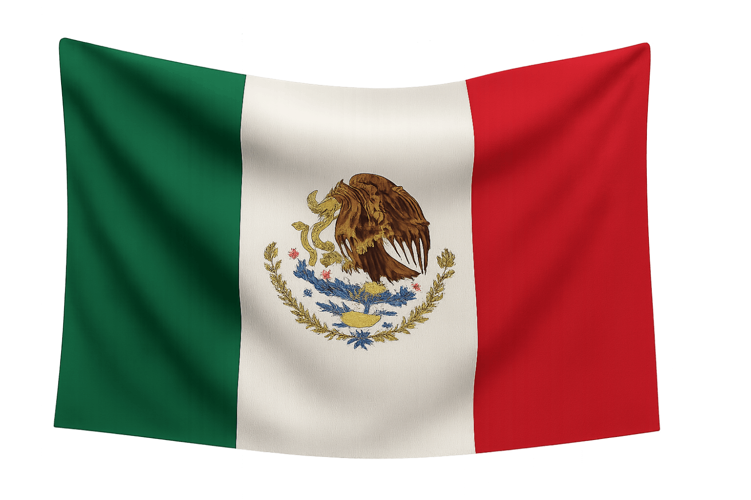 Waving National Flag of Mexico Banner, Transparent Background