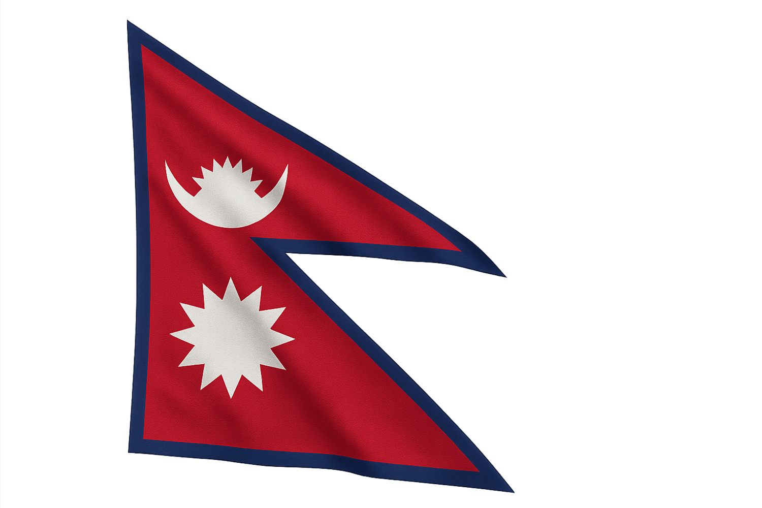 Waving Nepal flag unique shape transparent background