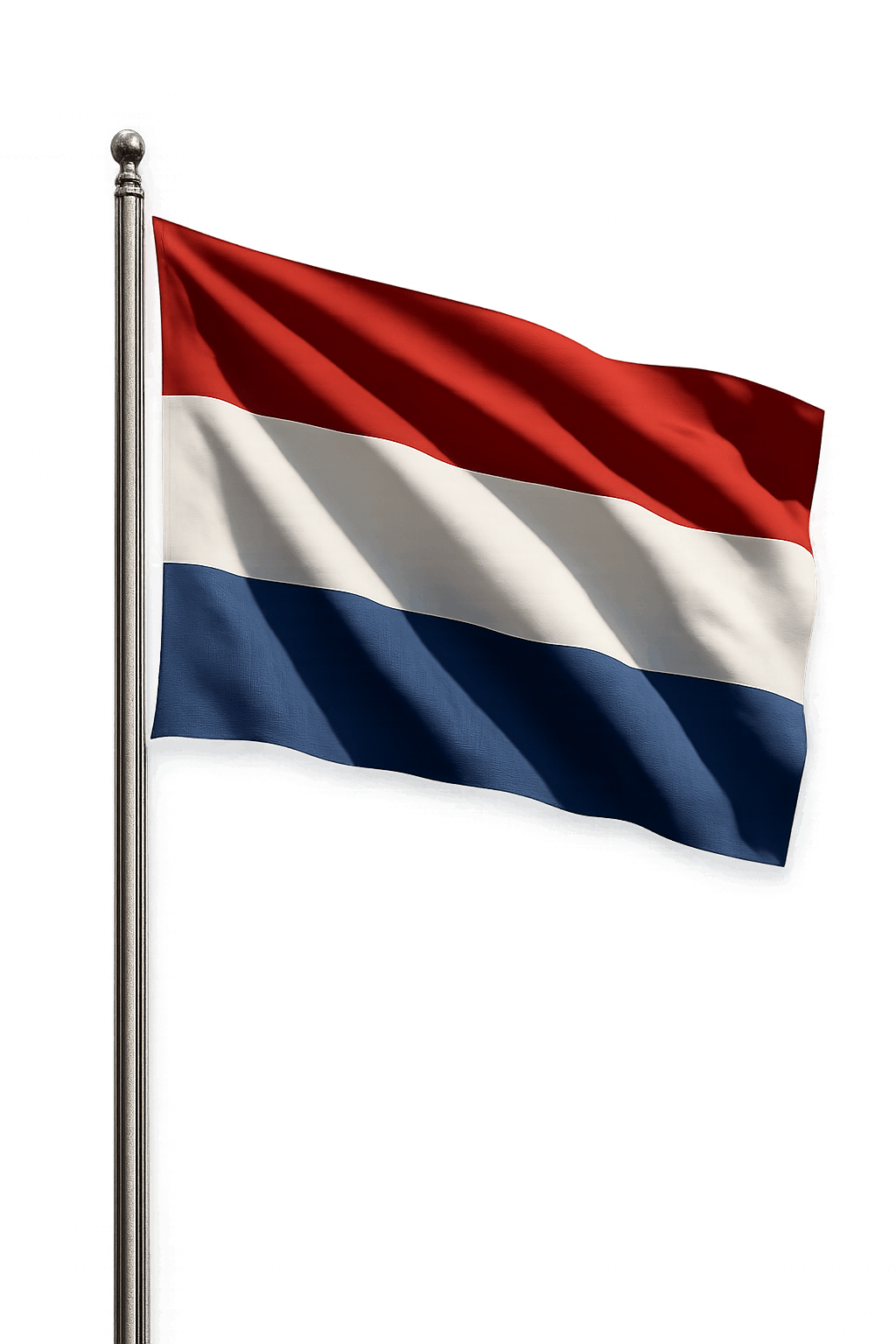 Waving Netherlands Flag on Pole transparent background