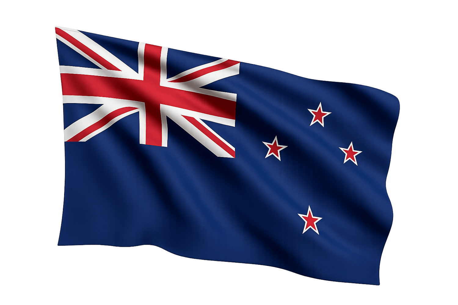 Waving New Zealand Flag Realistic transparent background