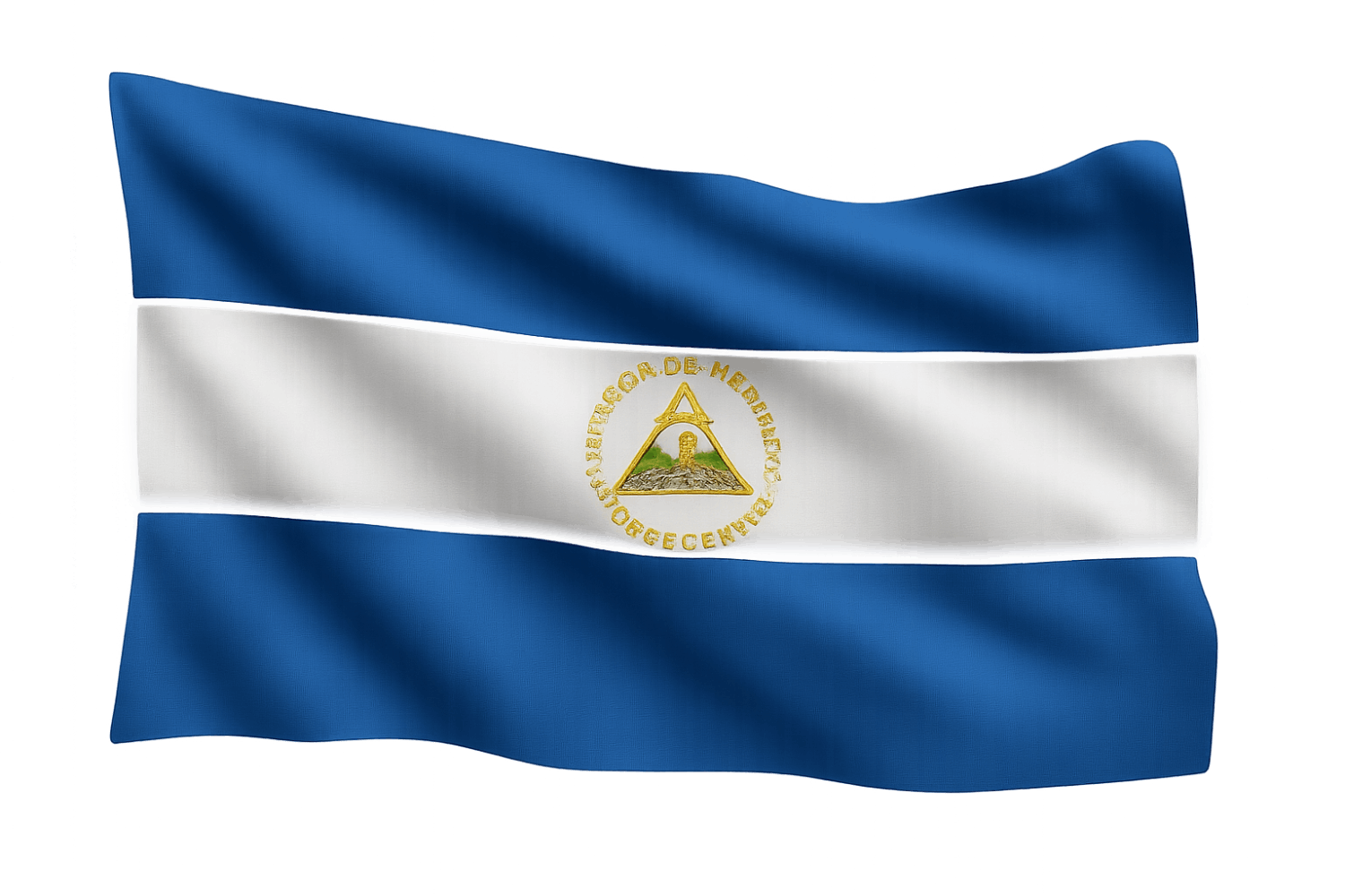 Waving Nicaragua Flag Realistic transparent background