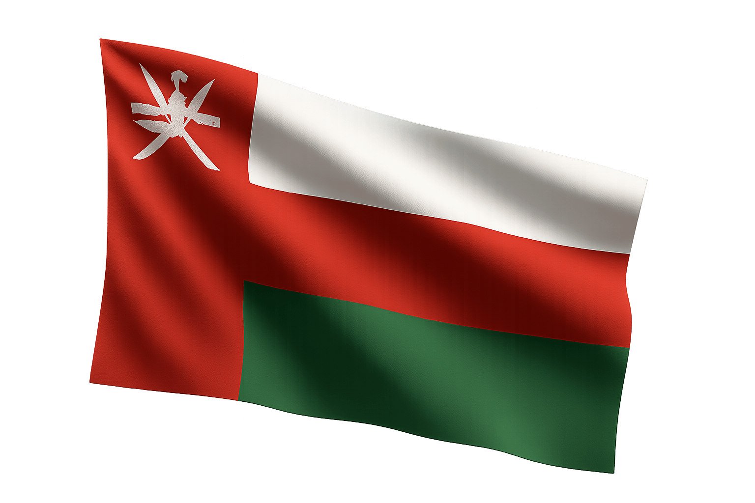Waving Oman Flag on White, transparent background