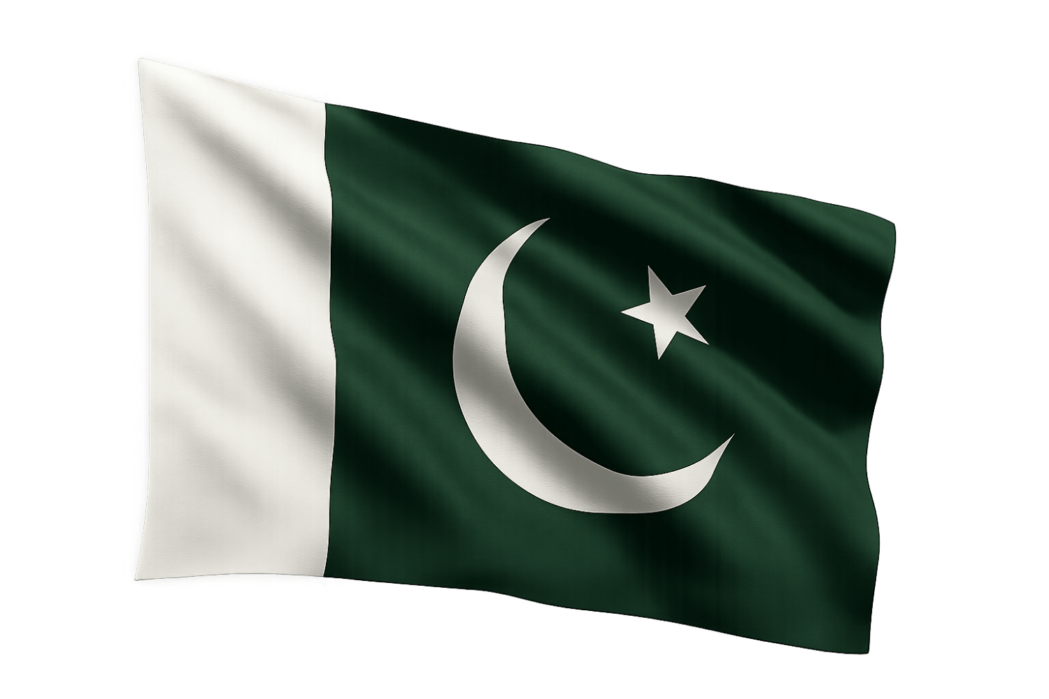 Waving Pakistan Flag Fabric, transparent background