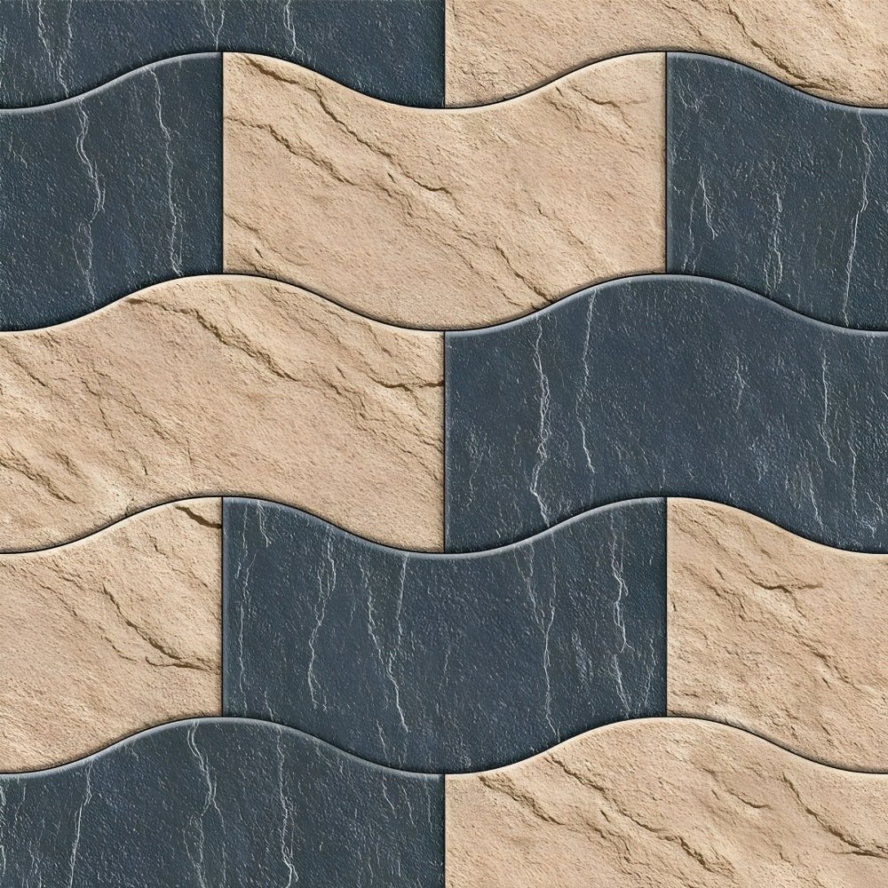 Wavy Interlocking Stone Tile Pattern