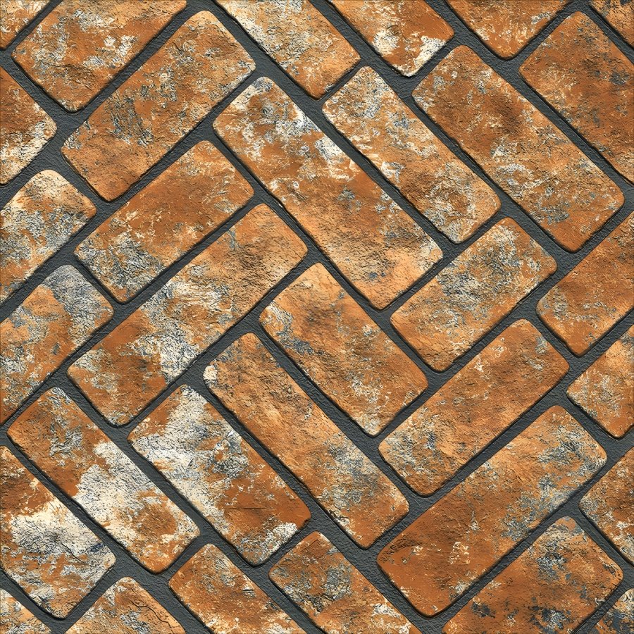 Weathered Brick Herringbone Dark Grout Tile