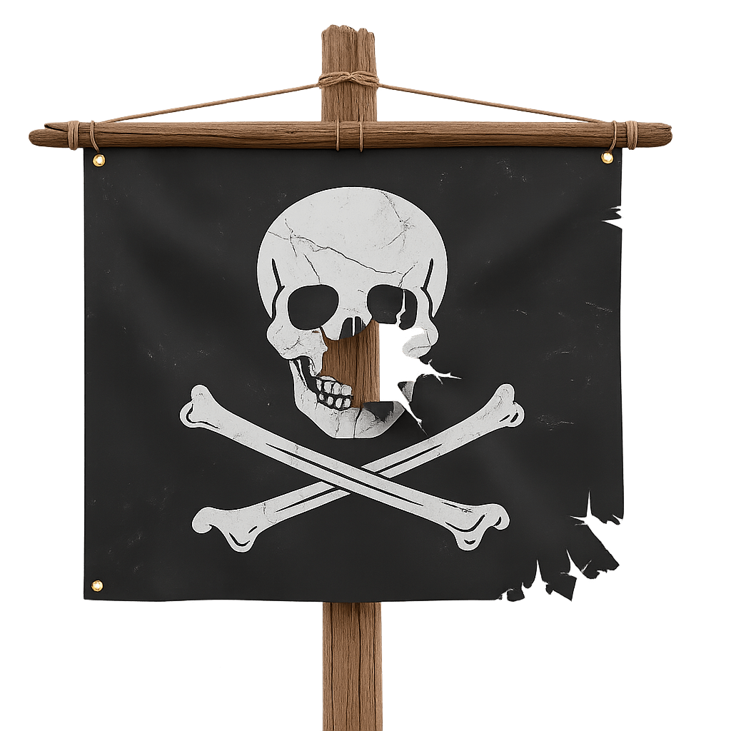 Weathered Jolly Roger Pirate Skull Flag