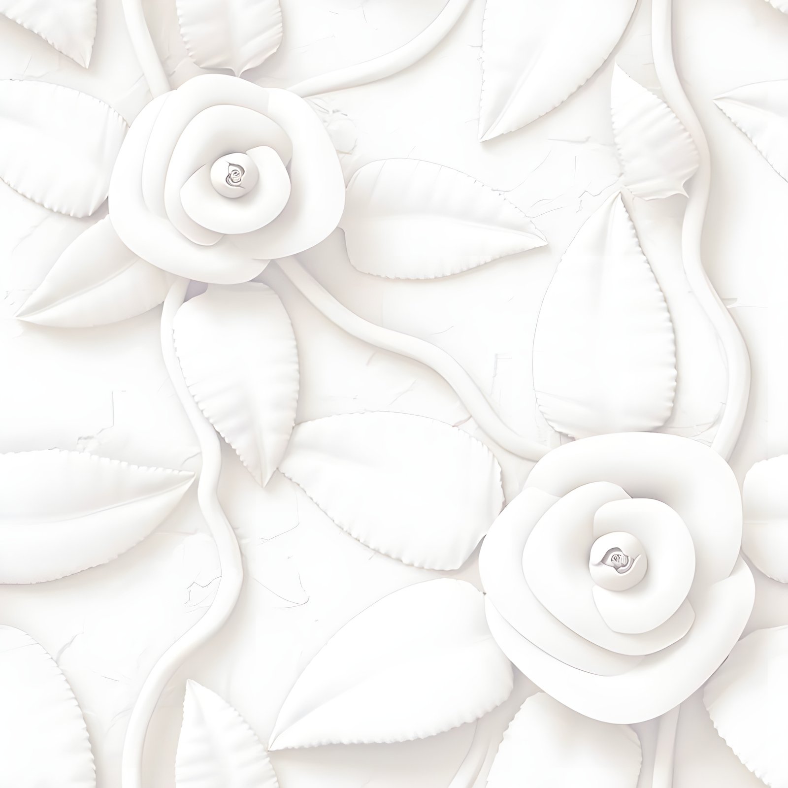 White 3D Relief Seamless Rose Pattern