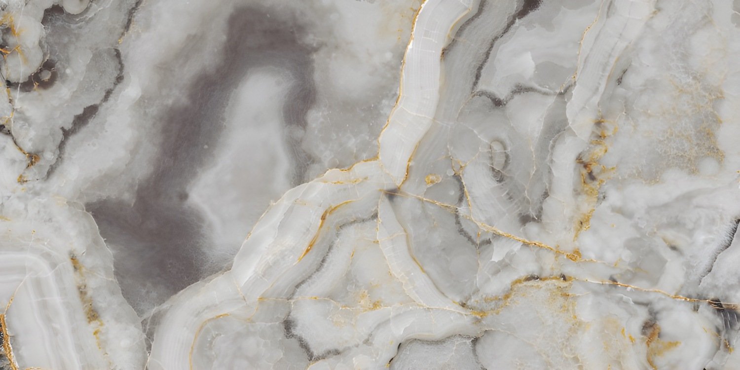White Agate Style Marble with Gold Veins