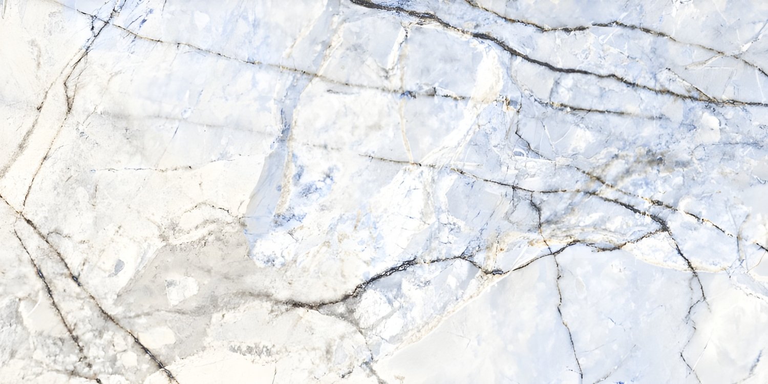 White and Blue Marble with Bold Black Veins