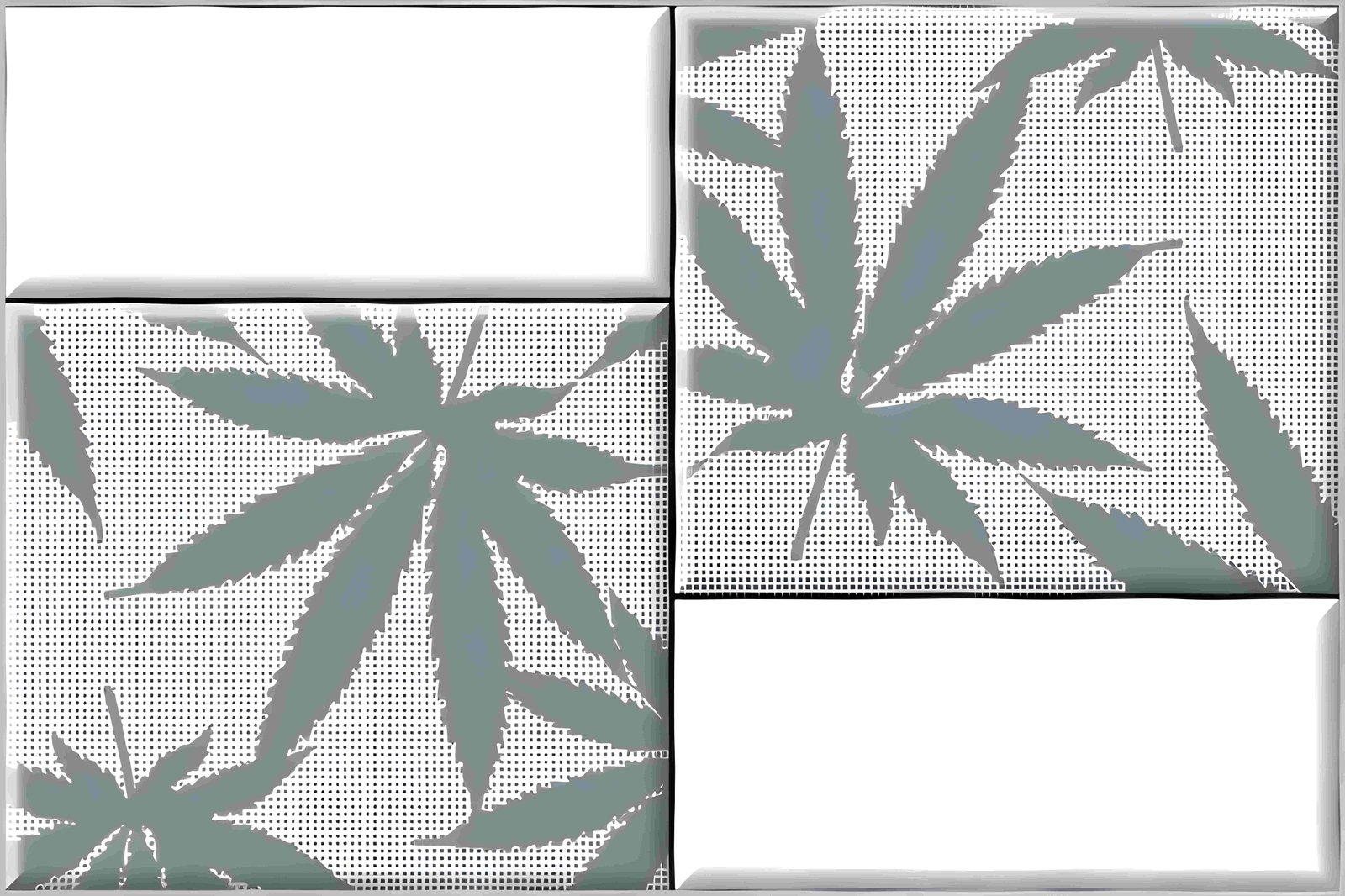 White and Grey Cannabis Leaf Panel Wall Tile