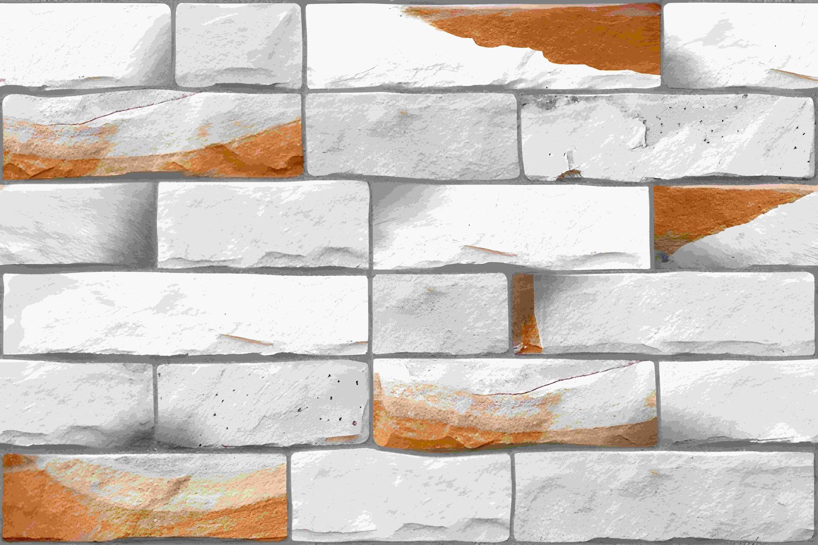 White and Orange Distressed Stone Effect Wall Tile