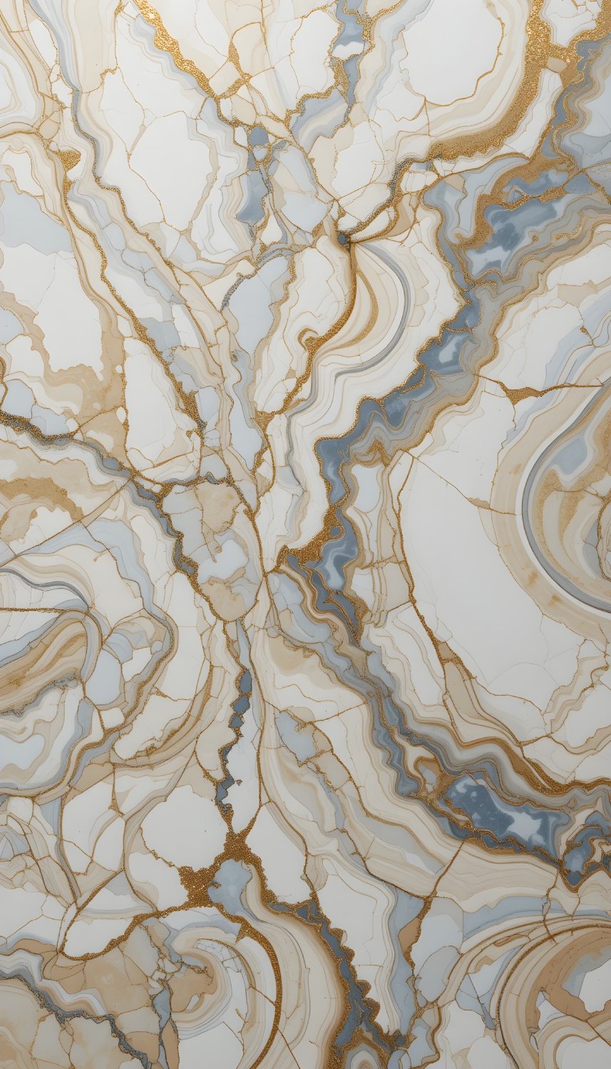 White Blue Agate Gold Cracked Marble