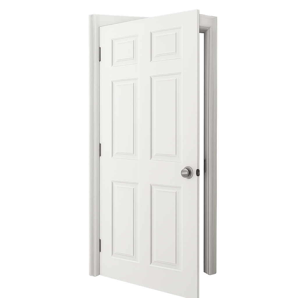 White Door Open Isolated on Transparent Background