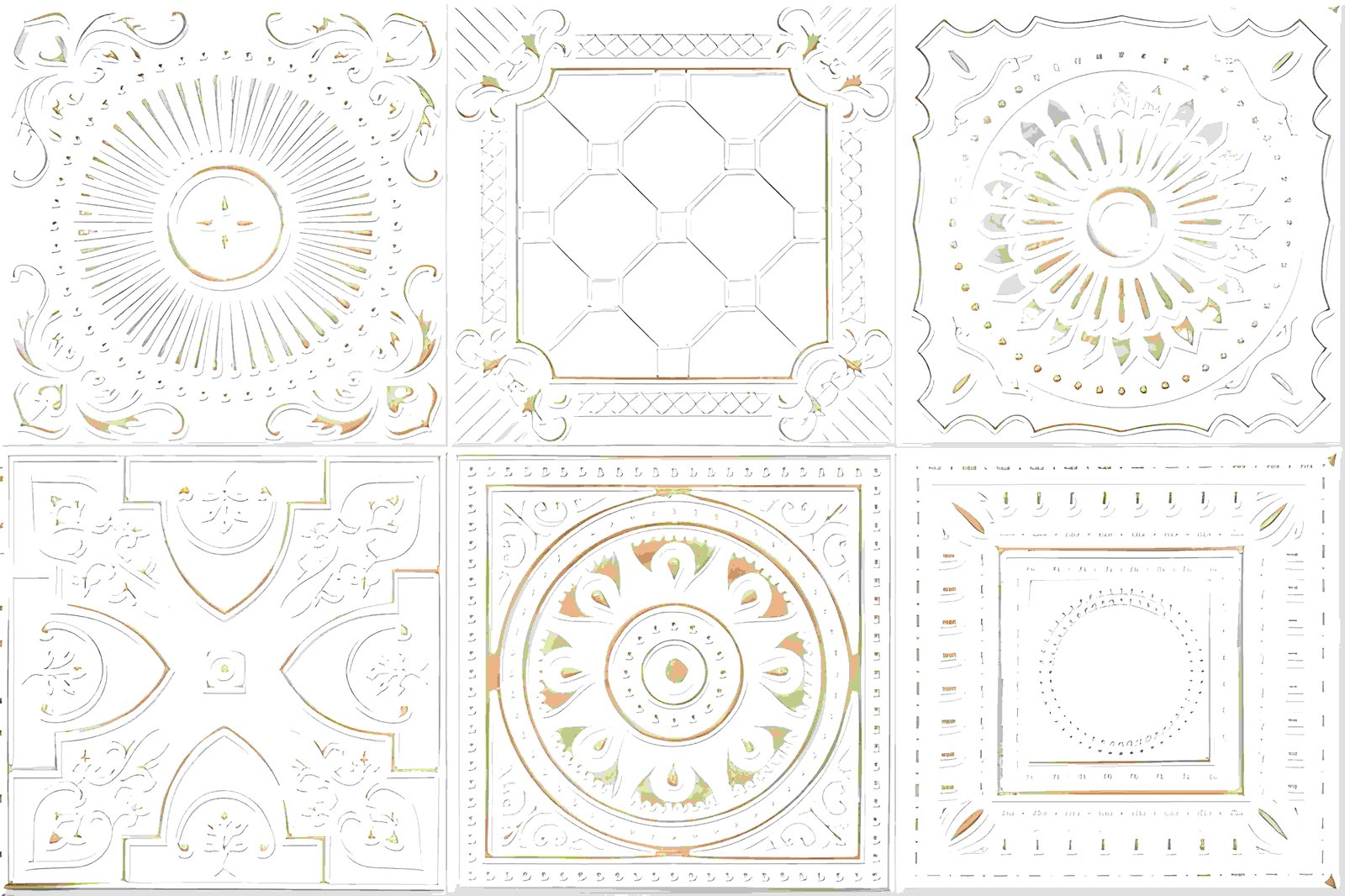 White Embossed Geometric Vintage Decorative Wall Tile