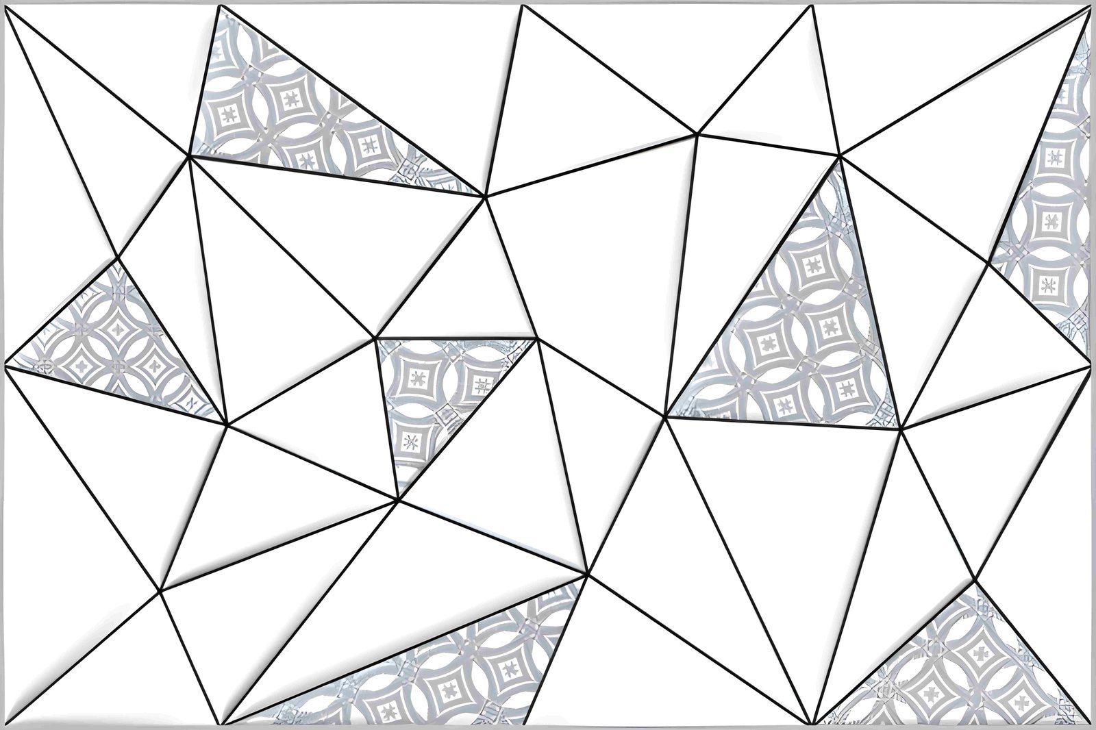 White Geometric Tile with Moroccan Accent Pattern