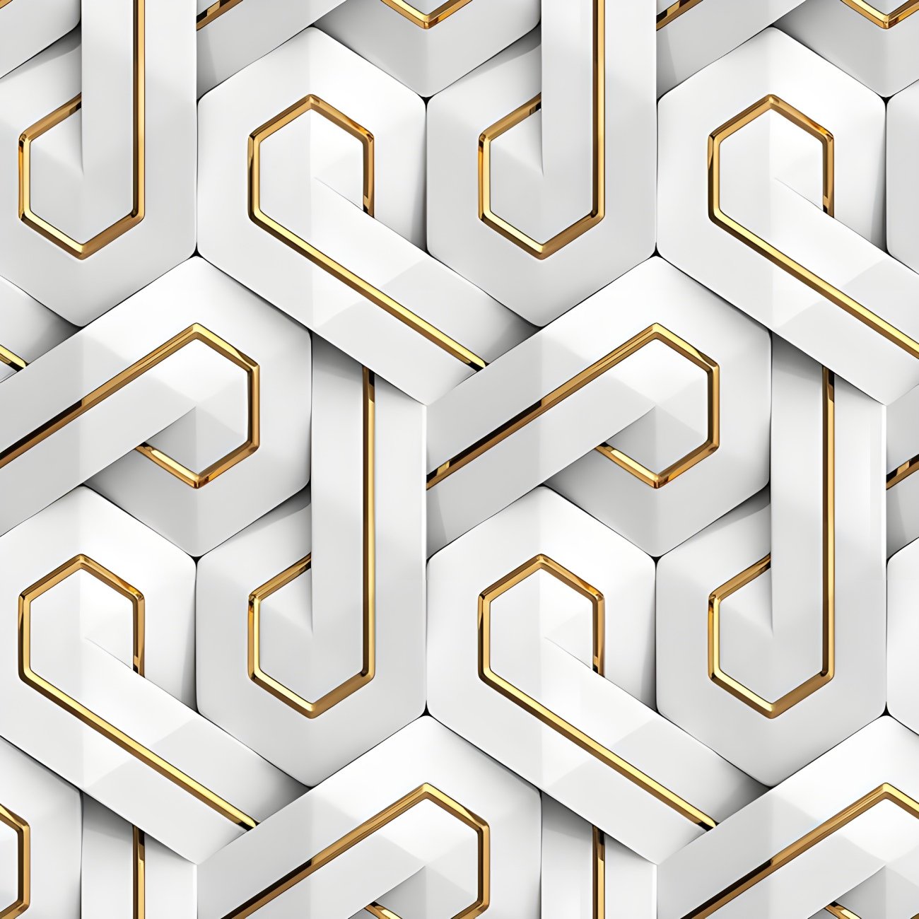 White Gold Interlocking Hexagon Pattern