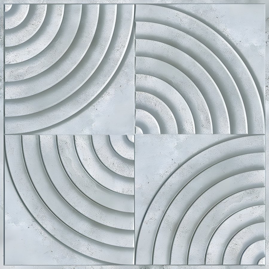 White Light Grey 3D Concentric Tile