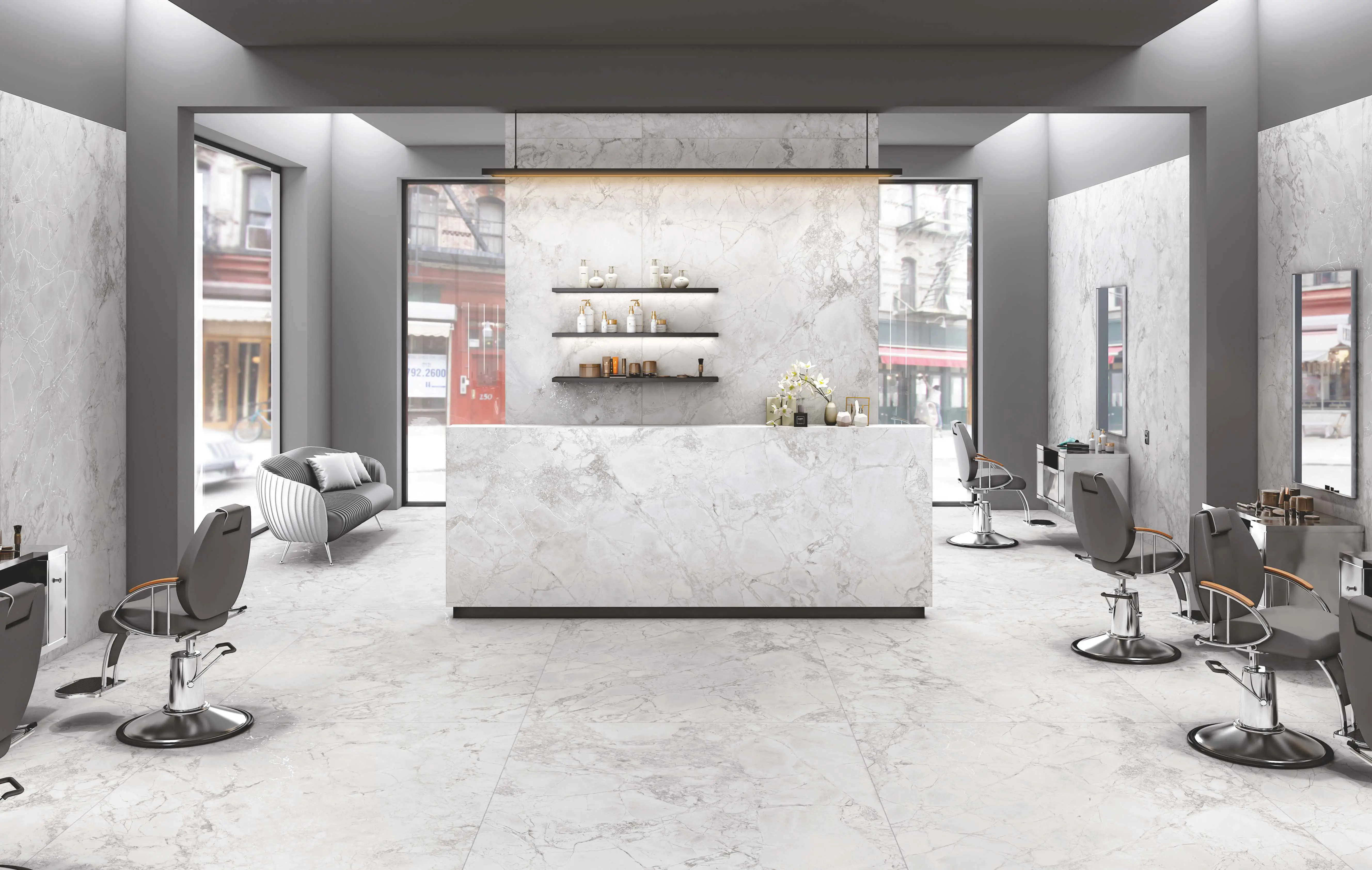 White Marble Salon Tiles Preview