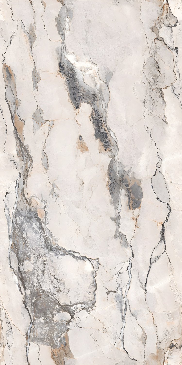 White Marble Slab Intense Grey Veining