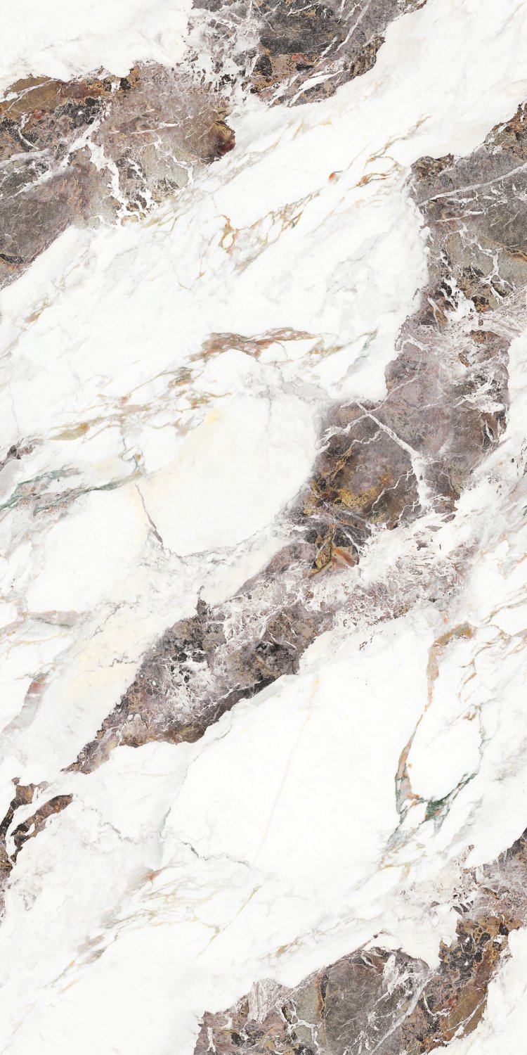 White Marble Tile Bold Brown Purple Veining