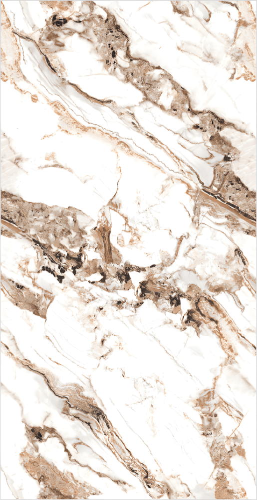 White Marble with Bold Brown Copper Veins
