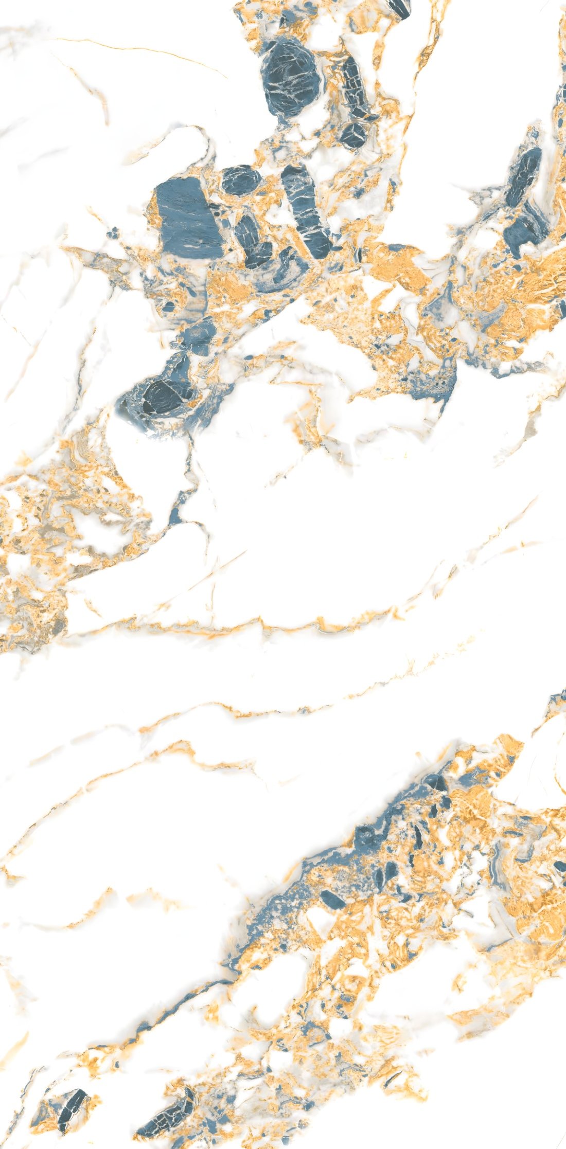 White Marble with Gold and Blue Veins