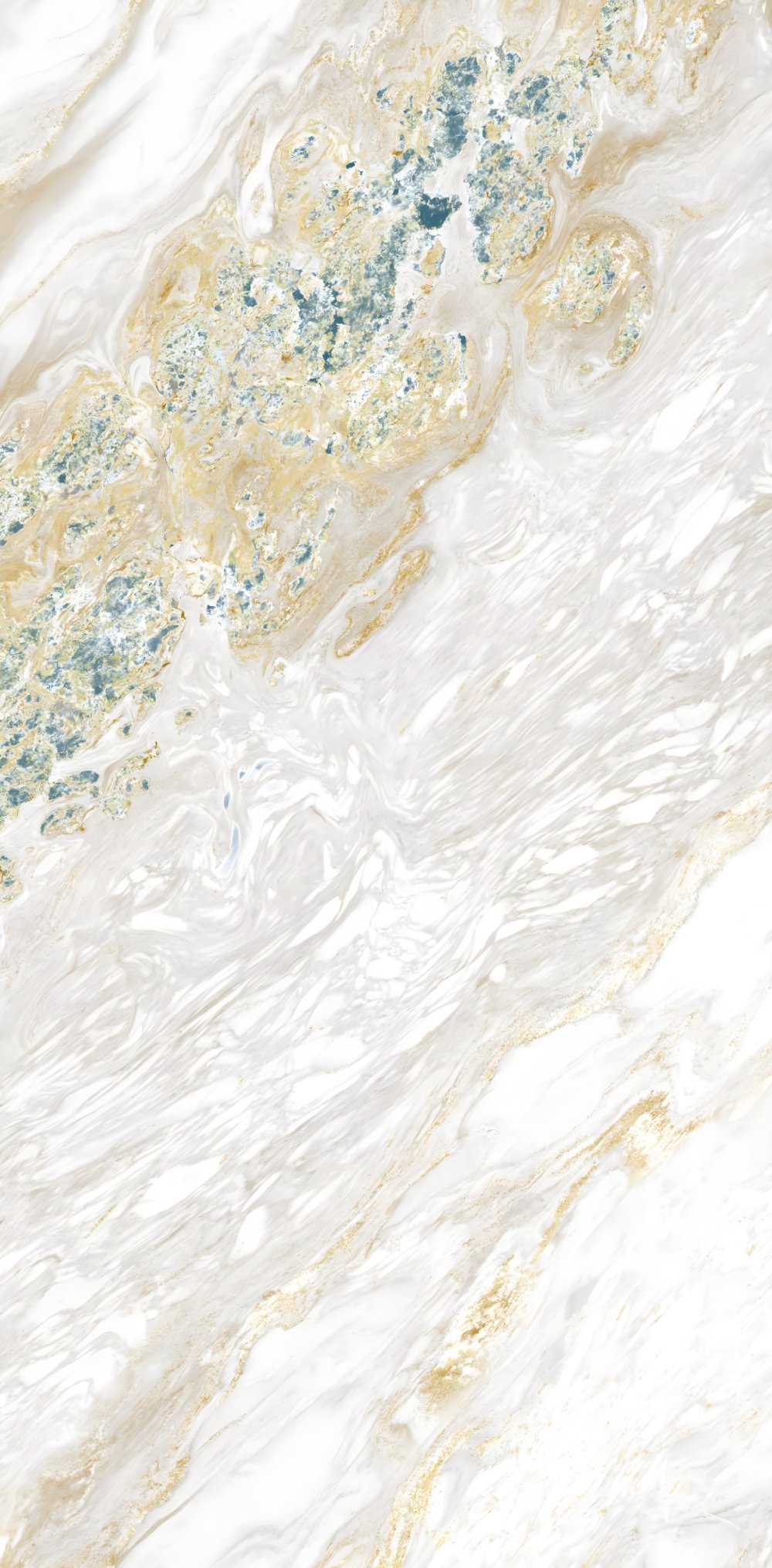 White Marble with Gold and Teal Clastic Pattern