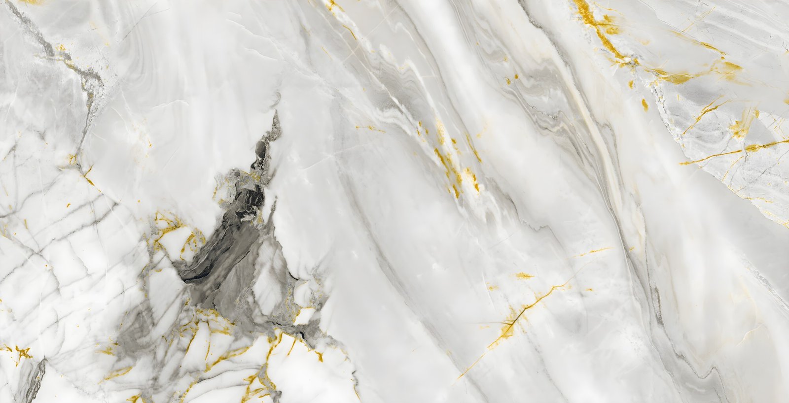 White Marble with Gray and Golden Veining Texture