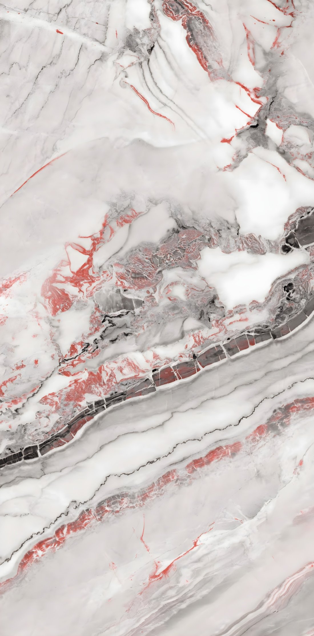 White Marble with Red and Black Veins