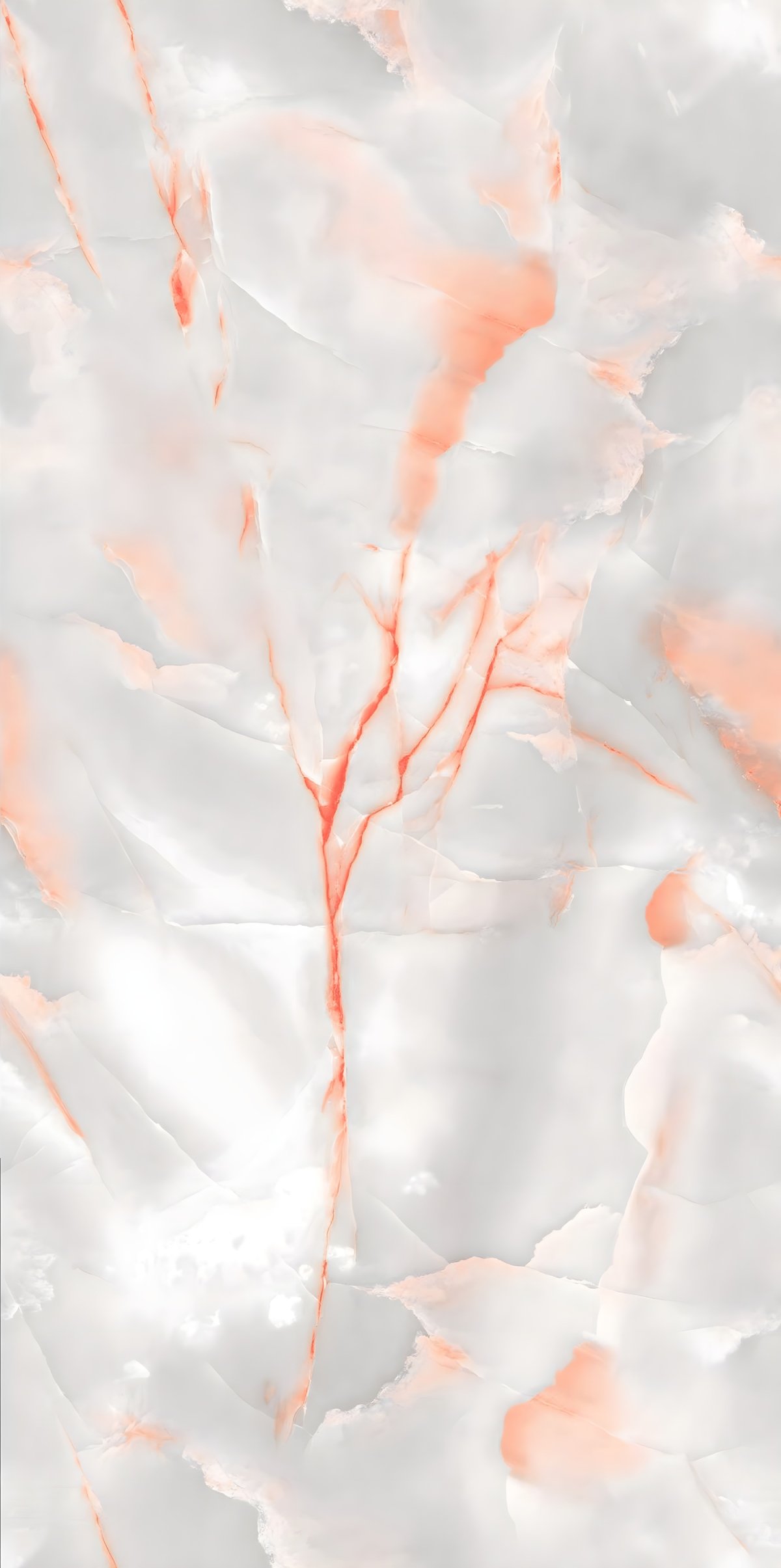 White Marble with Vivid Coral Vein Network