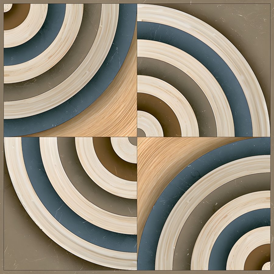 Wood Look Concentric Arcs Parking Tile