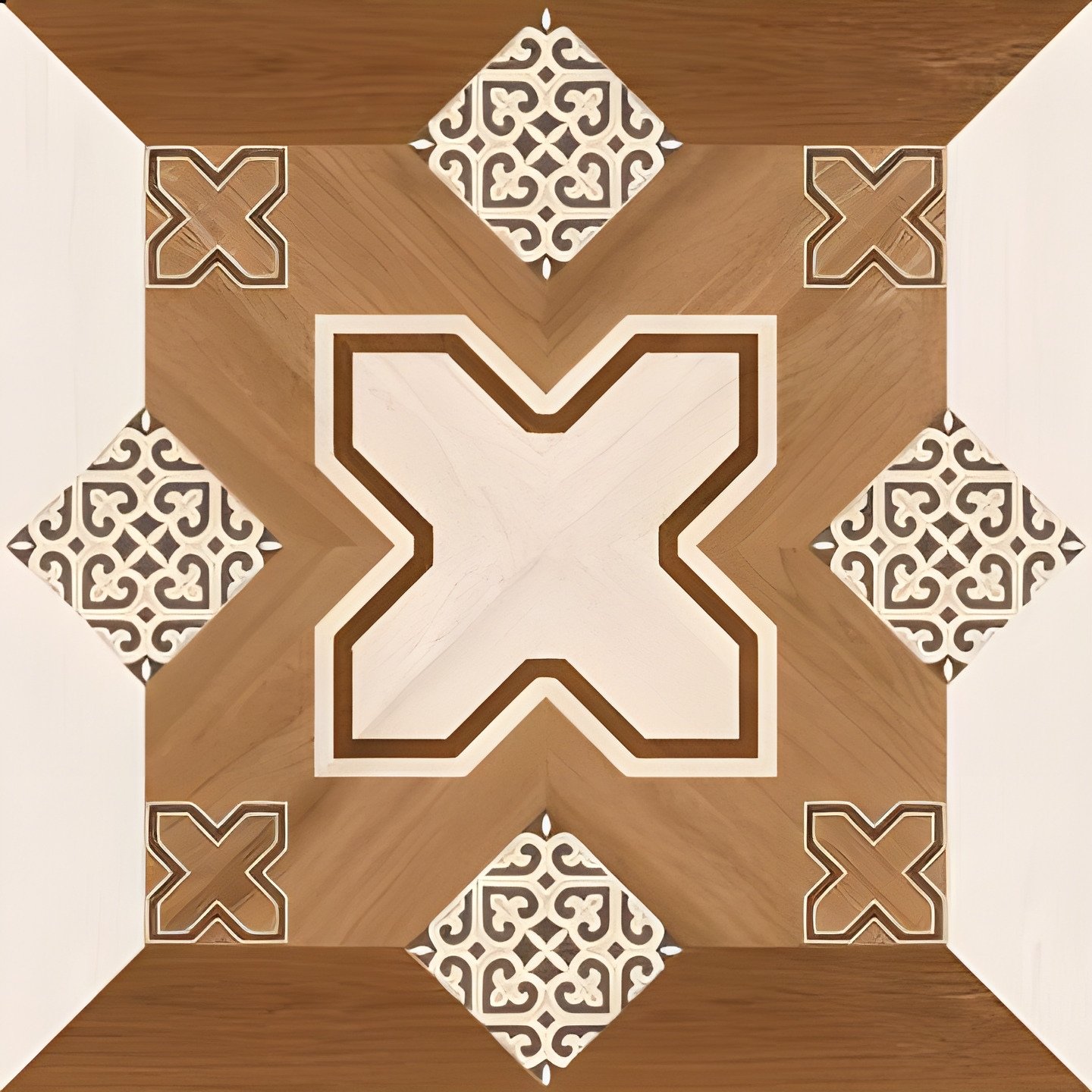 Wood Look Decorative Pattern Center Tile