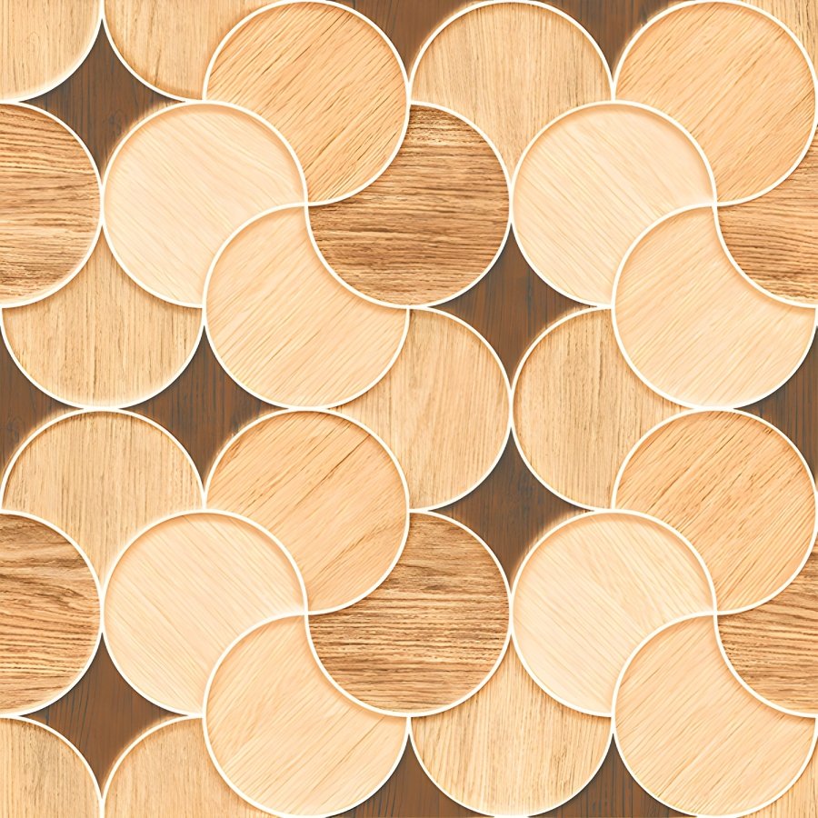 Wood-Look Overlapping Circles Geometric Parking Tile