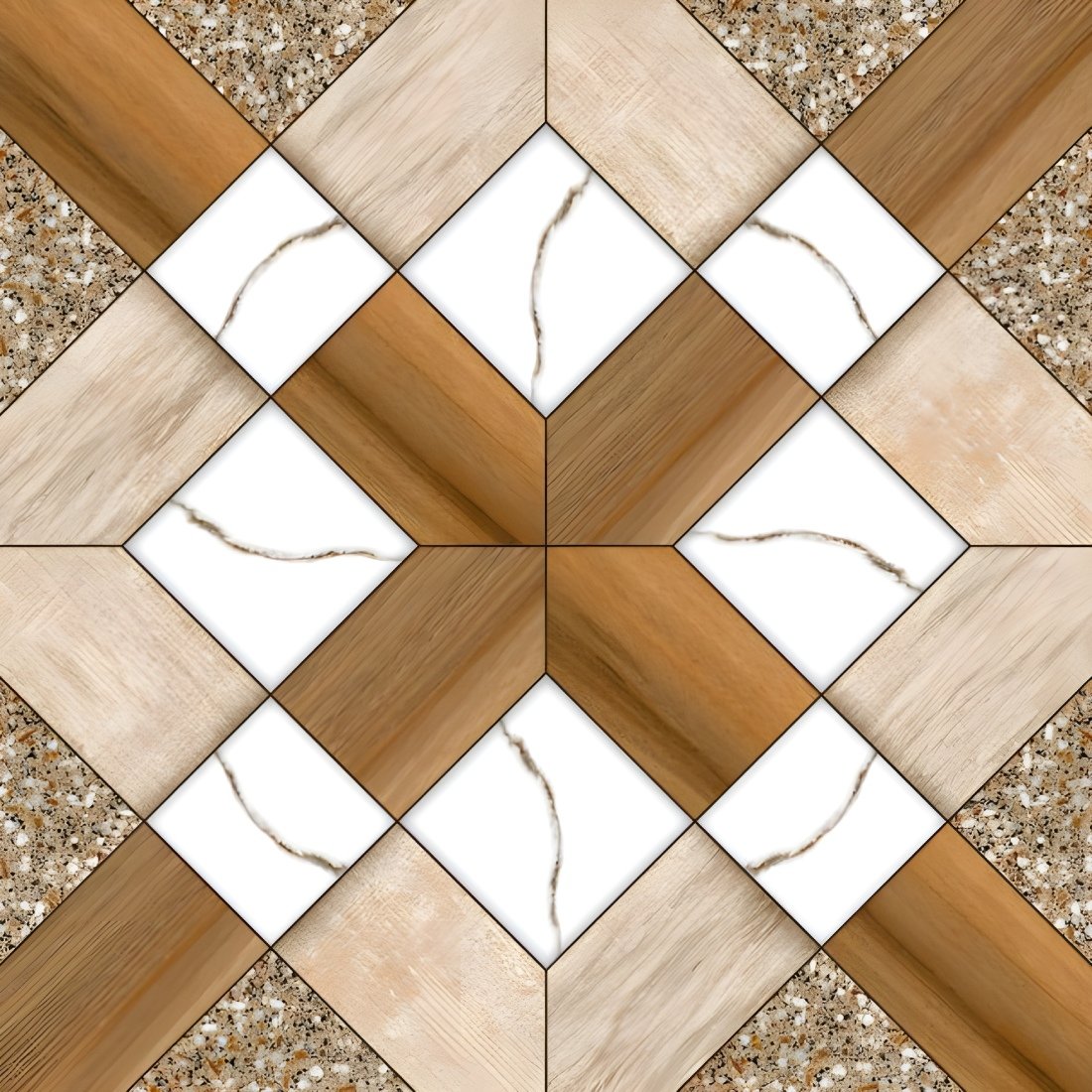 Wood Marble Granite Geometric Design Tile