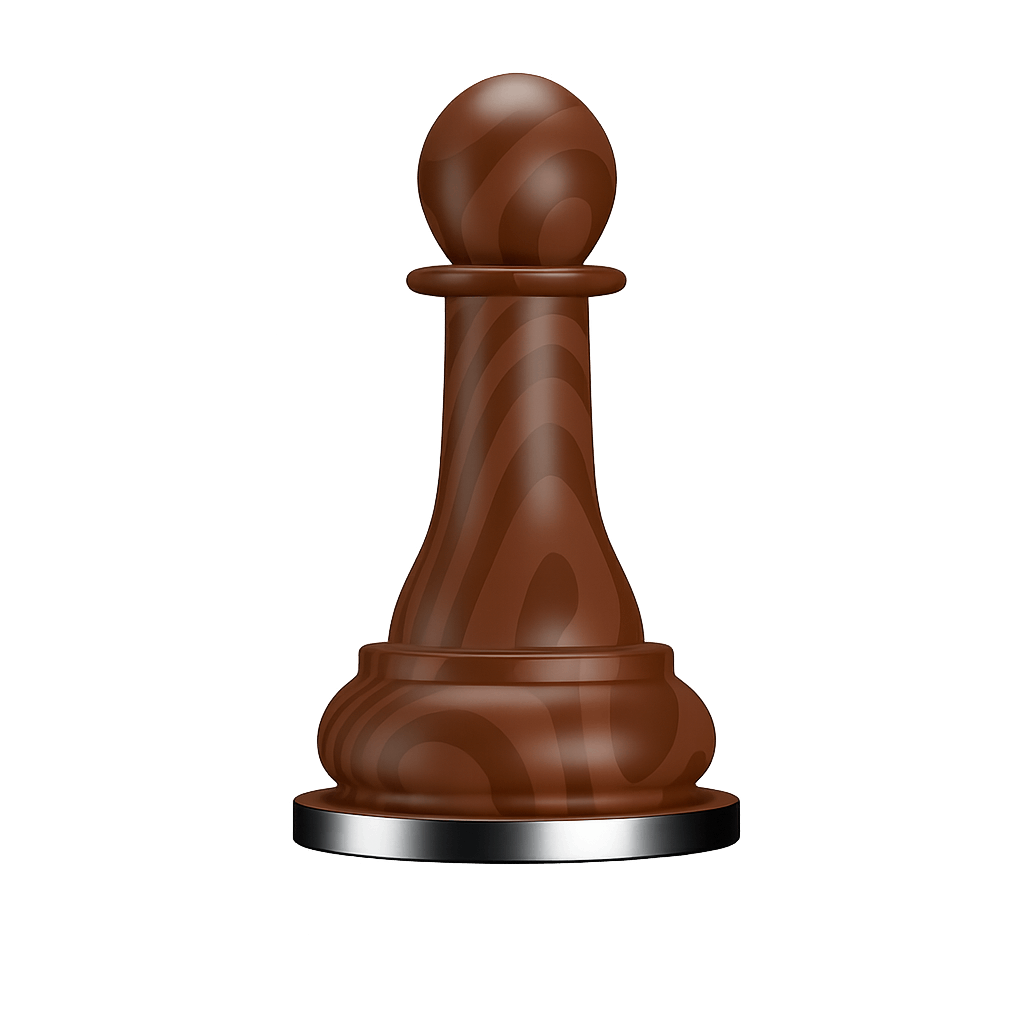 Wooden Chess Pawn Piece on a Transparent Background