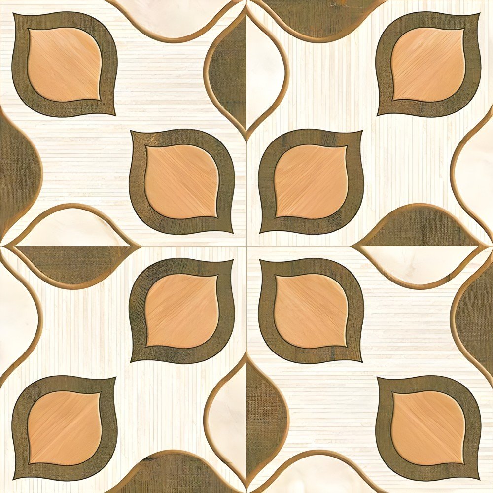 Woodgrain Leaf Motif Decorative Tile Pattern