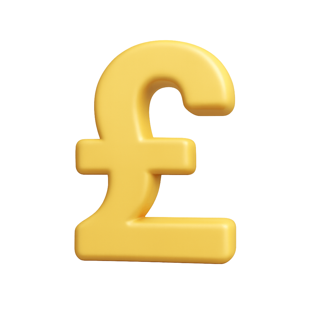Yellow 3D Pound Sterling Sign Currency