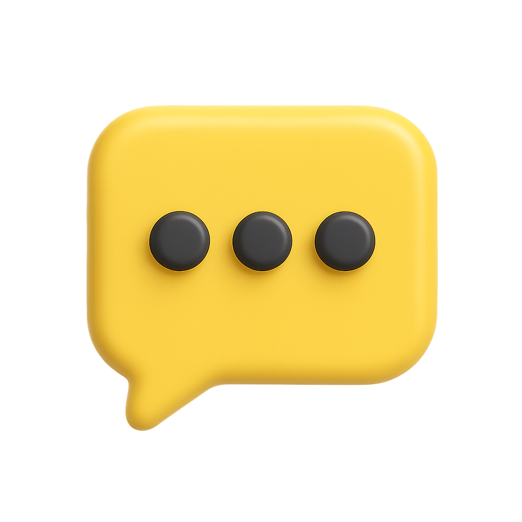 Yellow Chat Bubble Icon With Three Dots on Transparent Background