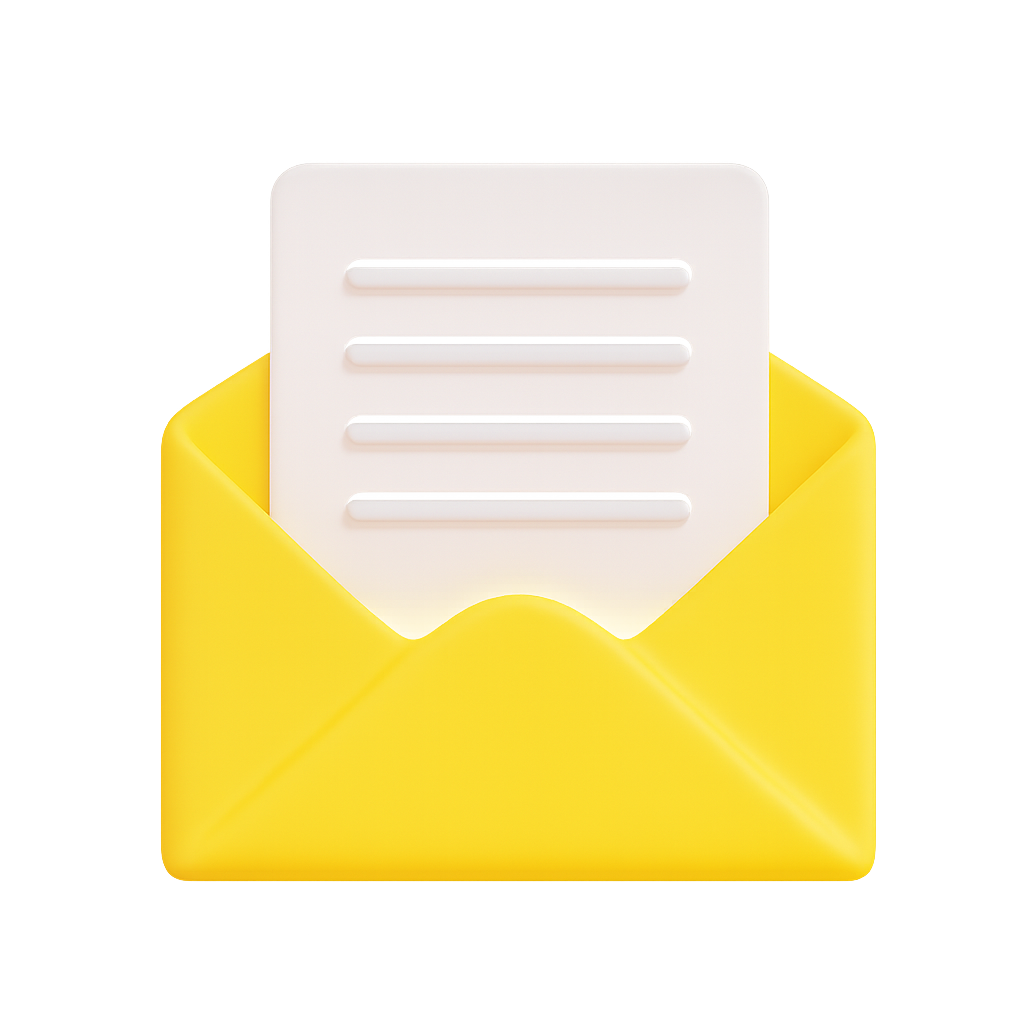 Yellow Envelope With Document Icon Symbolizing Message or Communication
