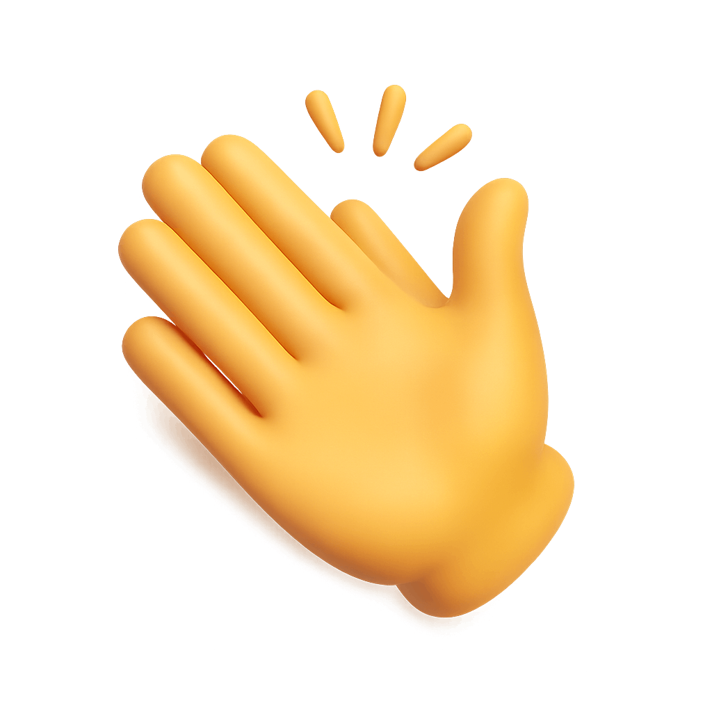 Yellow Hand Emoji Clapping Gesture Against Transparent Background