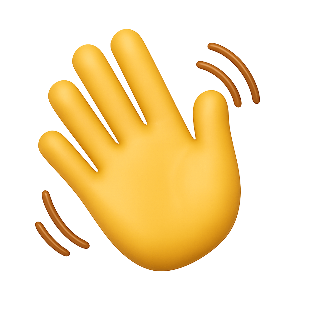 Yellow Hand Waving Emoji on Transparent Background with Motion Lines